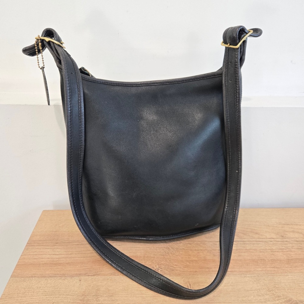 Coach Vintage Duffle Sac 9085 Black Leather Bucket Bag Made in USA Quiet Luxury